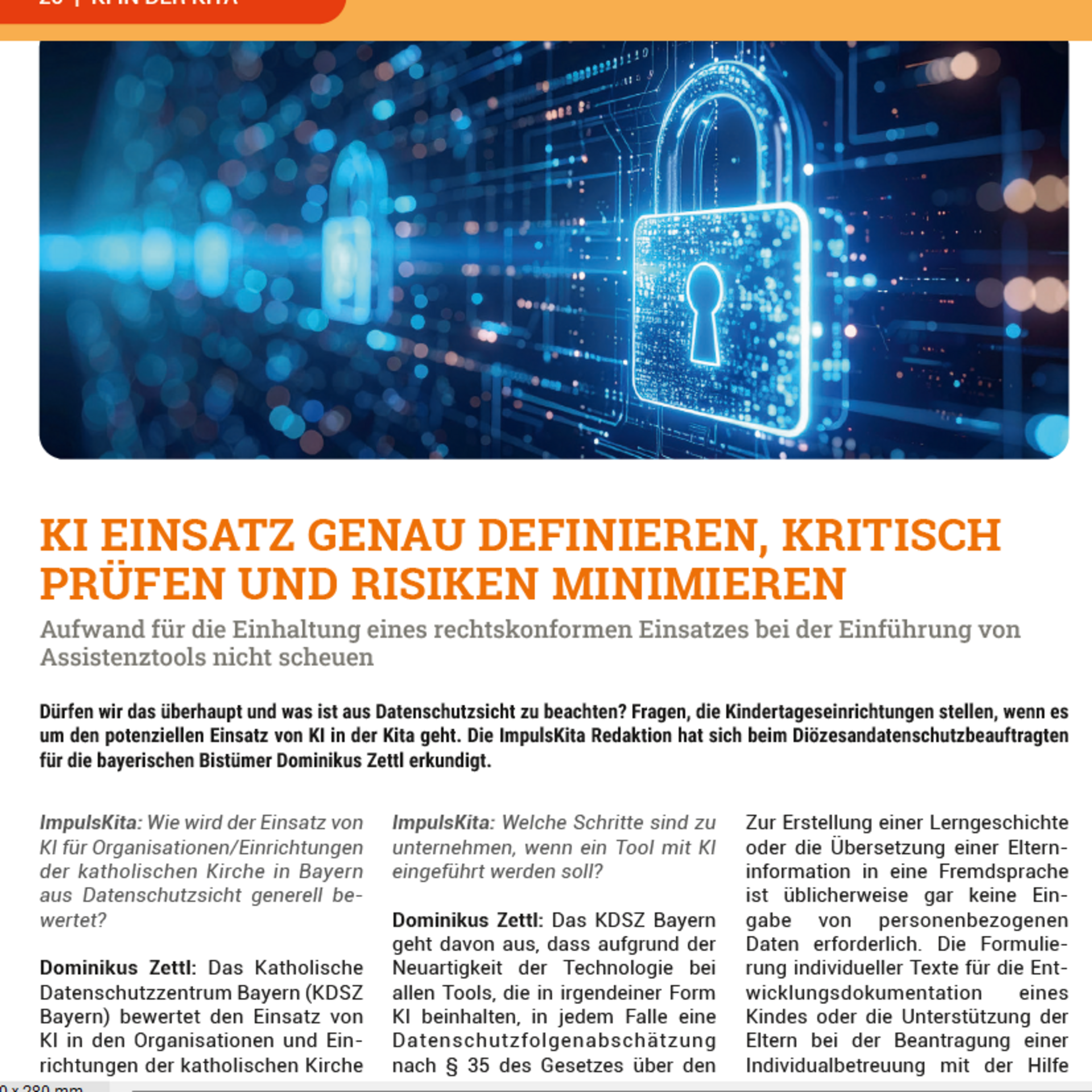 Interview mit Dominikus Zettl - Datenschutz und KI, 2025 Verband kath. Kitas Bayern