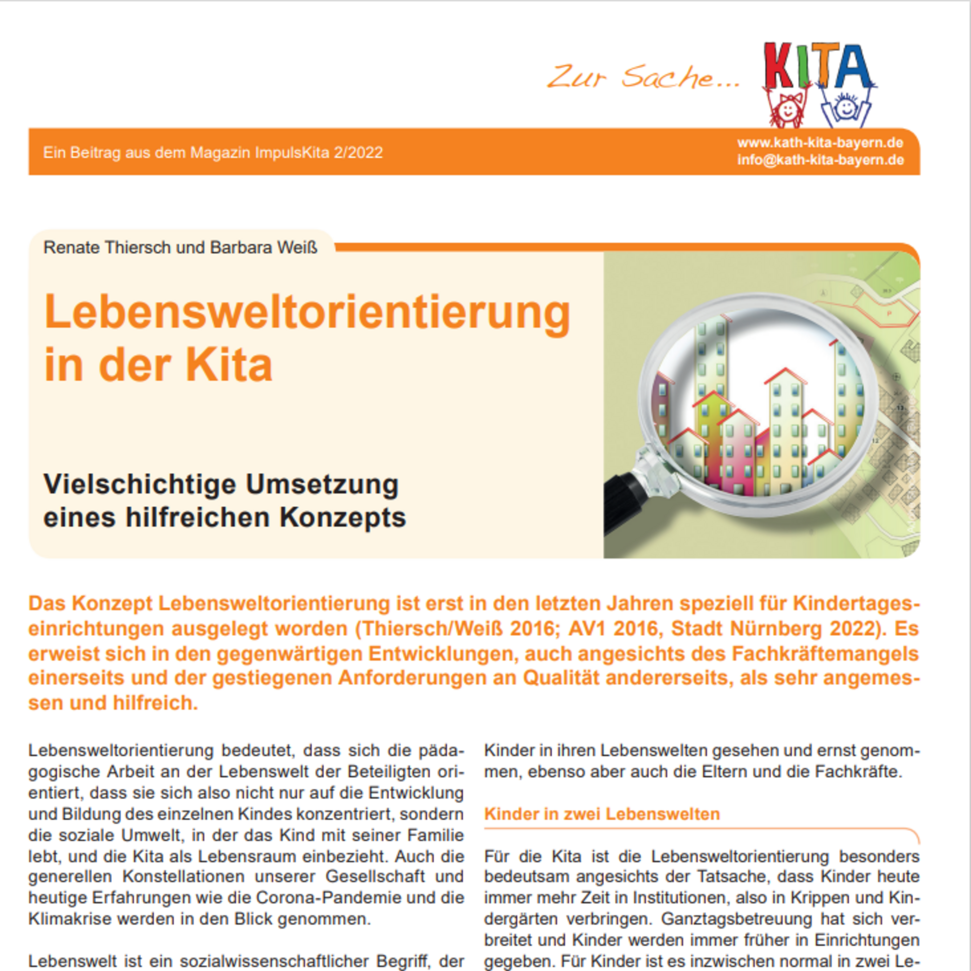 Renate Thiersch + Barbara Weiß - Lebensweltorientierung in der Kita 2022