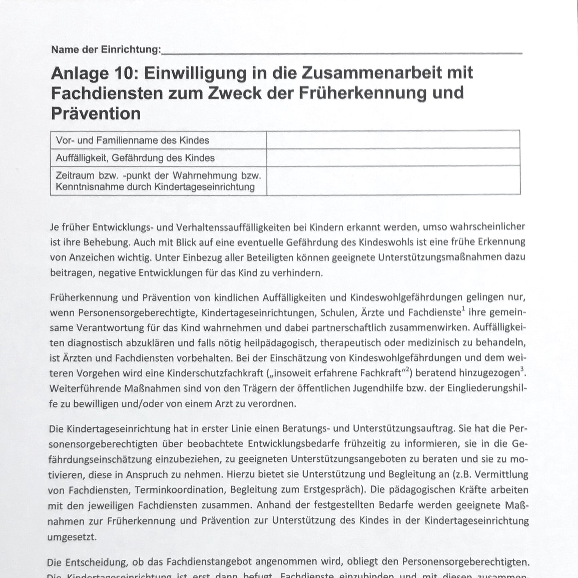 Kita-Ordnung Anlage 10 - Foto CHoffmann
