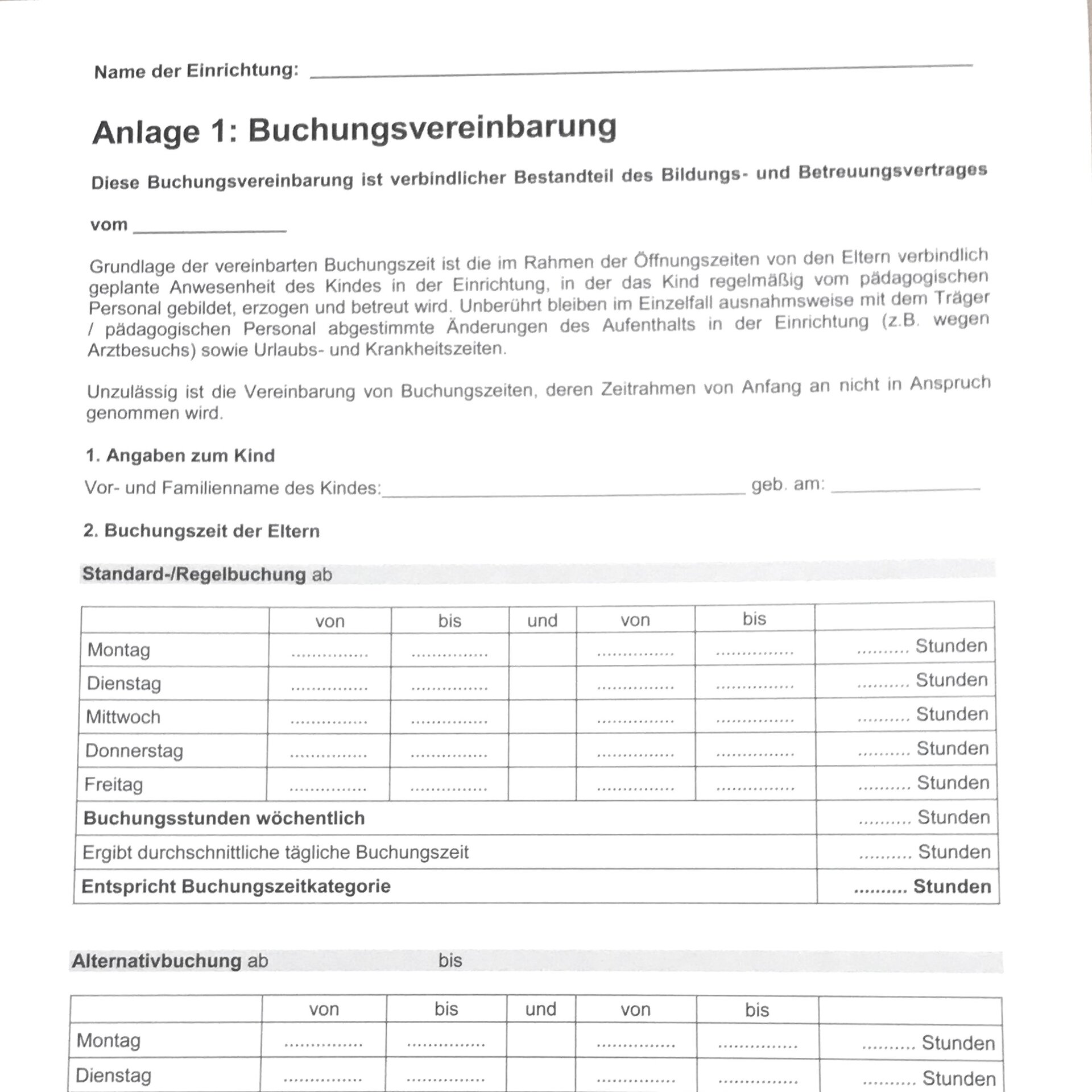 Kita-Ordnung Anlage 1 