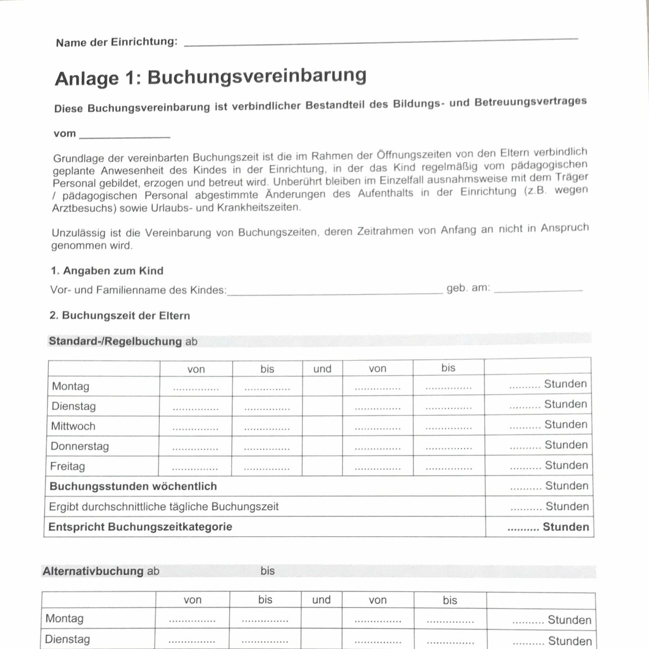Kita-Ordnung Anlage 1 