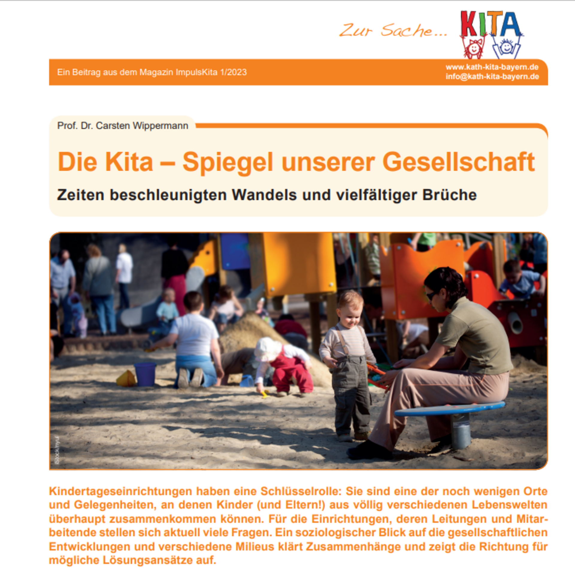 Prof. Dr. Wippermann - Die Kita - Spiegel unserer Gesellschaft - 2023
