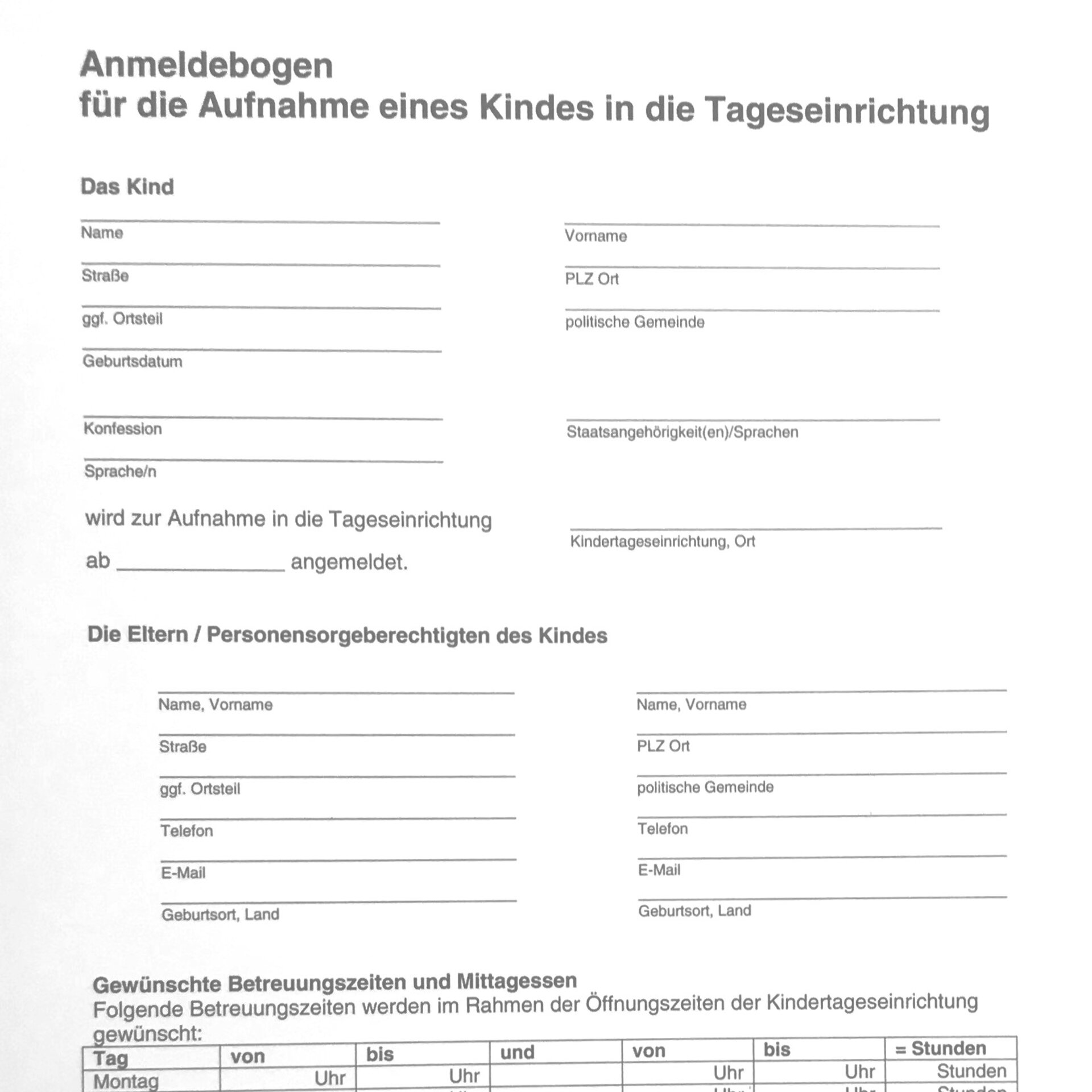 Anmeldebogen 