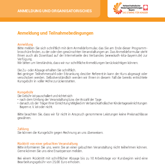 Teilnahmebedingungen Fortbildungen - Verband kath. Kita Bayern e.V. 