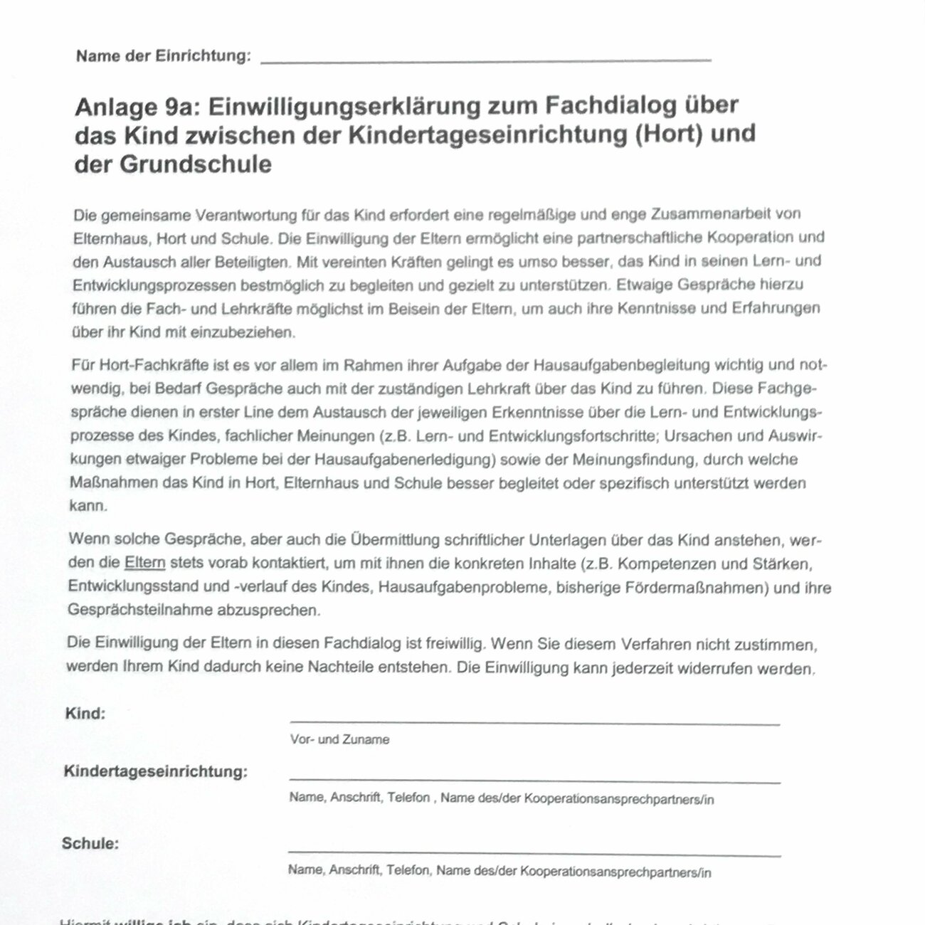 Kita-Ordnung Anlage 9a - Foto CHoffmann