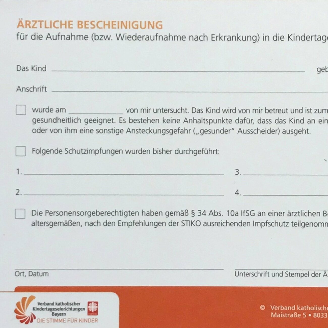 Block mit Formularen Aerztliche Bescheinigung