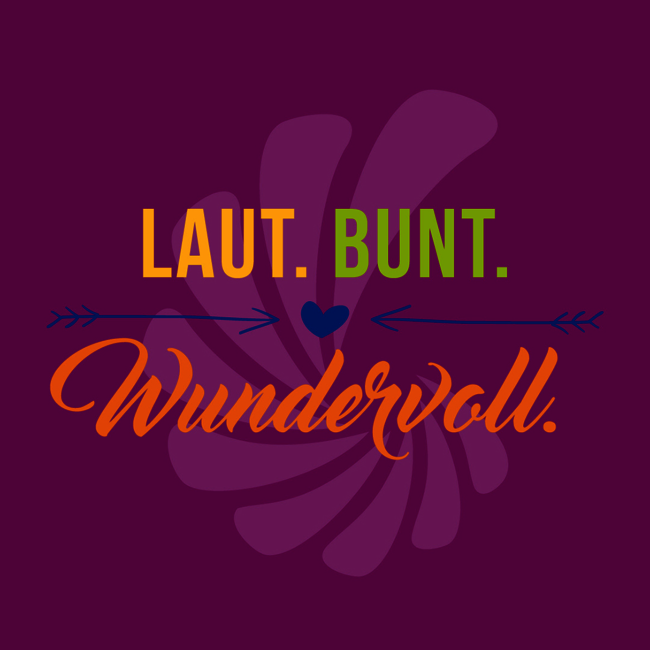 Postkarte mit Spruch - Laut. Bunt.Wundervoll. - Verband kath. Kitas Bayern